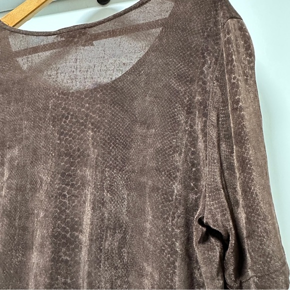 Vintage 90s Rabbit Rabbit Rabbit Designs Brown Snake Print Stretch Shirt Size 16 - Picture 15 of 16